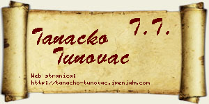 Tanacko Tunovac vizit kartica